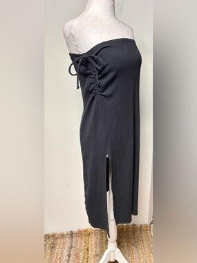 Aerie Black Ruched Ribbed
Midi Slit Dress Size Small